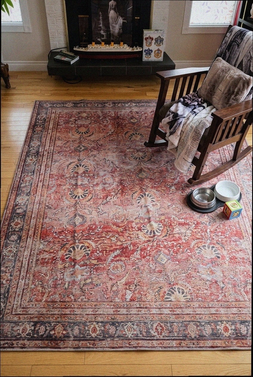 Harmonizing Heritage and Modernity With Red and Gray Floor Textiles