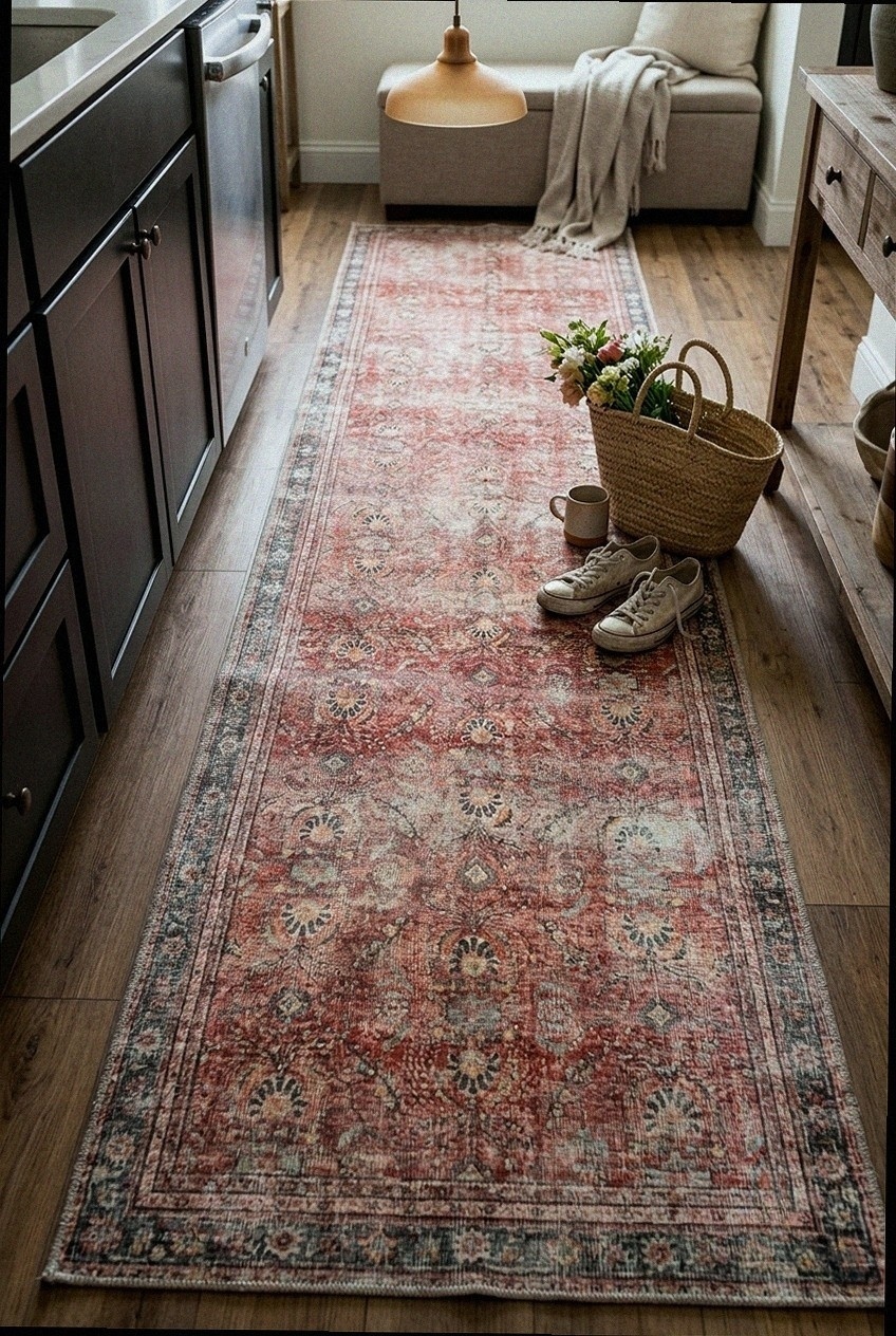 Harmonizing Heritage and Modernity With Red and Gray Floor Textiles
