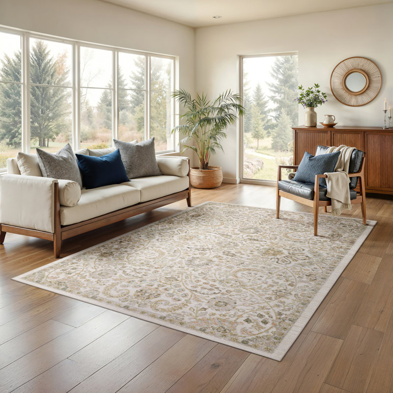 Bungalow Rose Goulart Machine Woven Traditional Area Rug W113271872