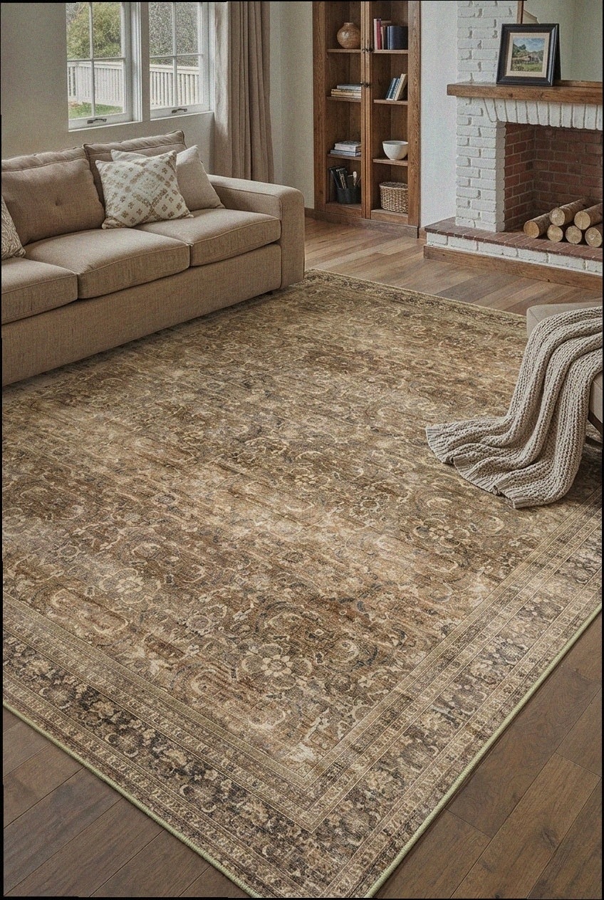 Artful Layering: Curating the Vintage Floral Machine Washable Area Rug