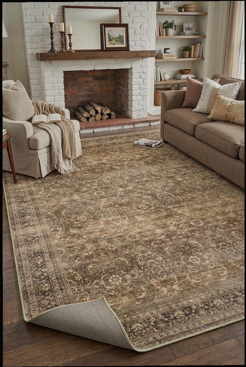 Artful Layering: Curating the Vintage Floral Machine Washable Area Rug