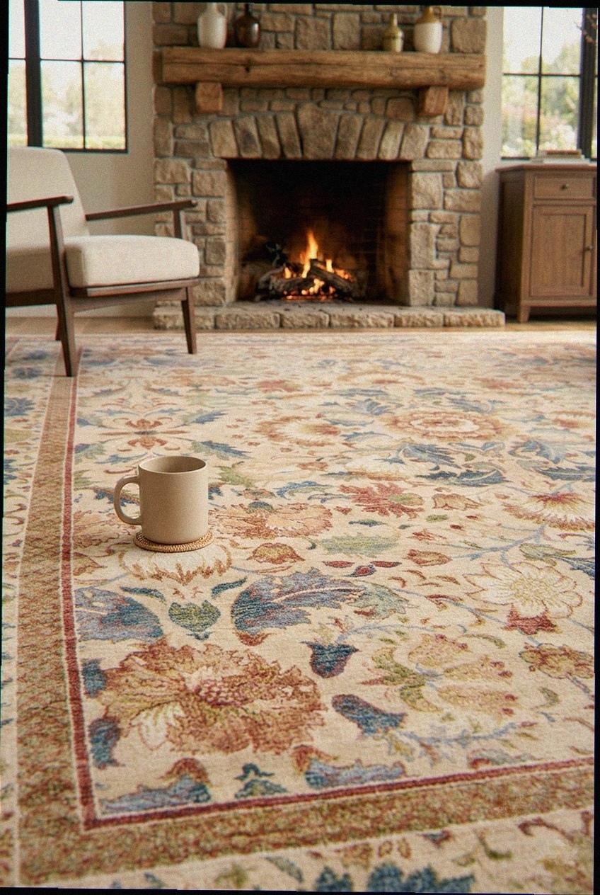 Artful Layering: How to Style a Washable Vintage Floral Area Rug for Timeless Appeal