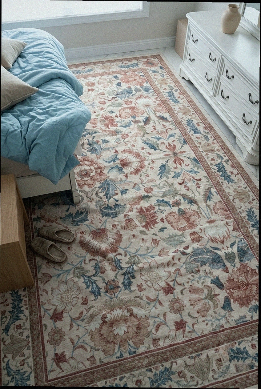 Artful Layering: How to Style a Washable Vintage Floral Area Rug for Timeless Appeal